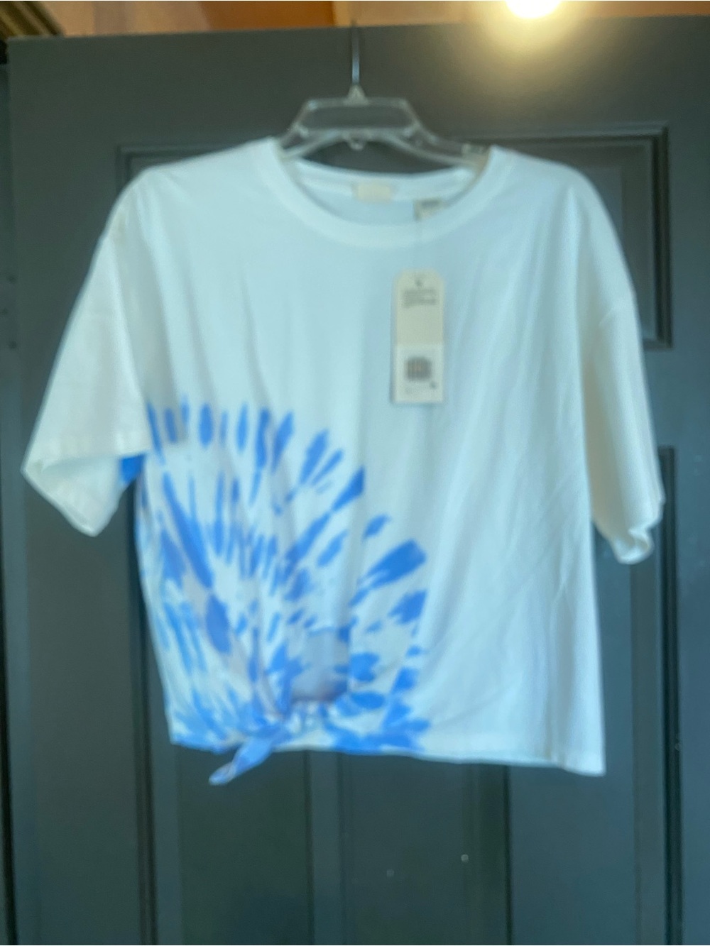 Levi's White Tee with Blue Tie-Dye Side Splash Medium women